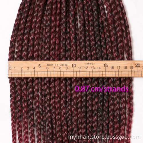 Box Braids Hair ombre Crochet Hair Extensions 22 roots/pack synthetic braiding Burgundy black color 18 Inch Crochet Braids